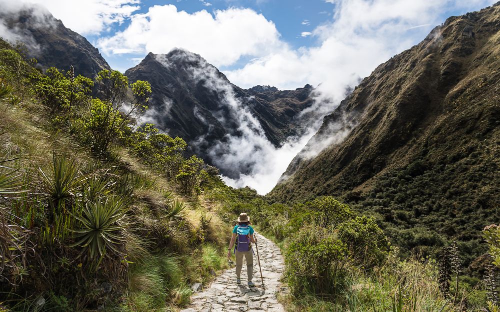A hiker on the Inca Trail to Machu Picchu
