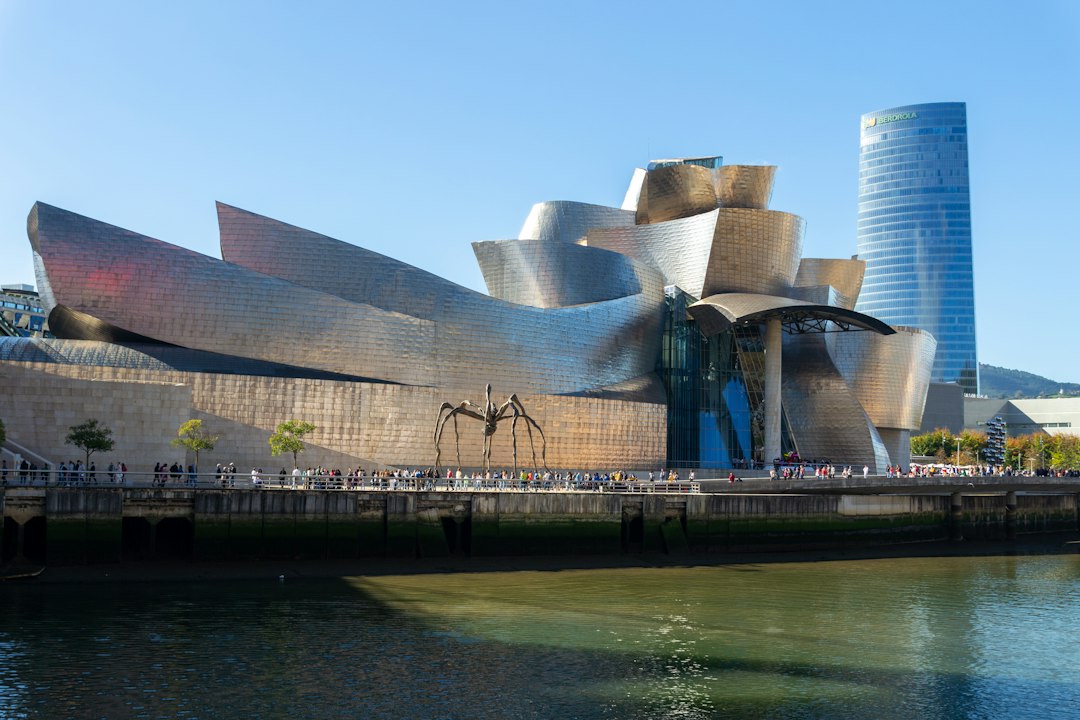 The Guggenheim Museum beside the Nervion river in Bilbao