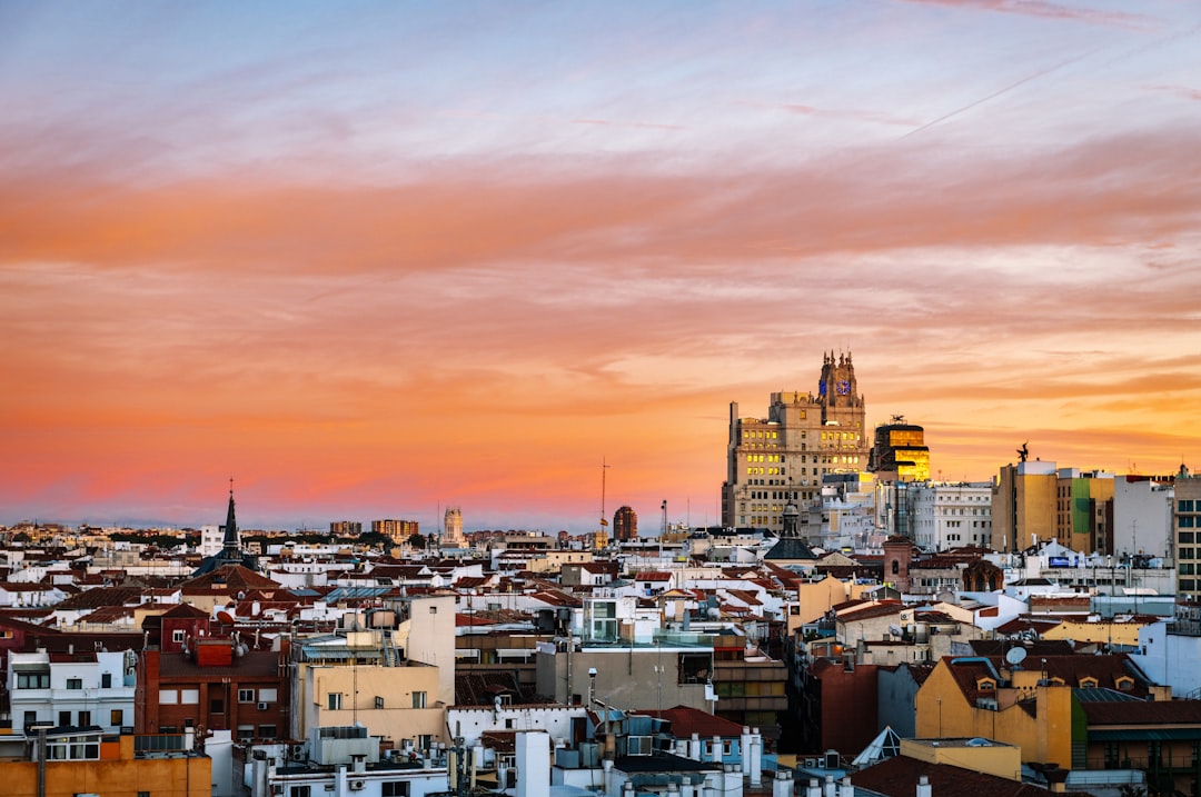 Panoramic skyline of Madrid with Gran Via and historic rooftops