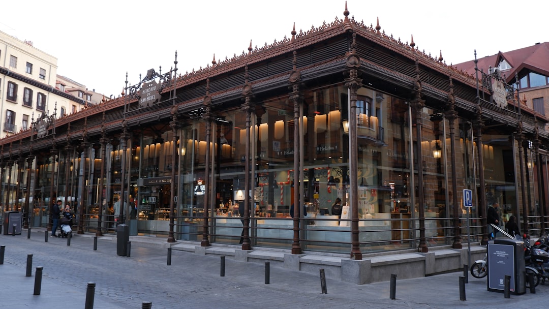 Tapas stalls inside Mercado de San Miguel in Madrid