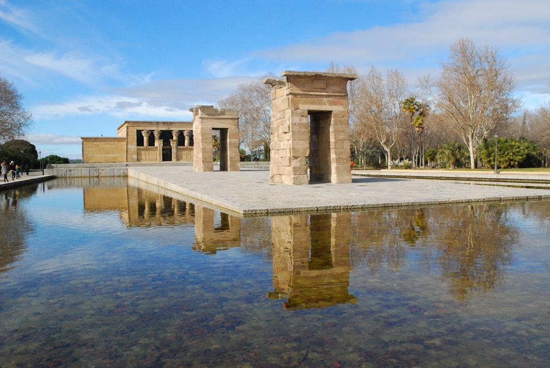 Ancient Egyptian temple Debod at sunset in Madrid