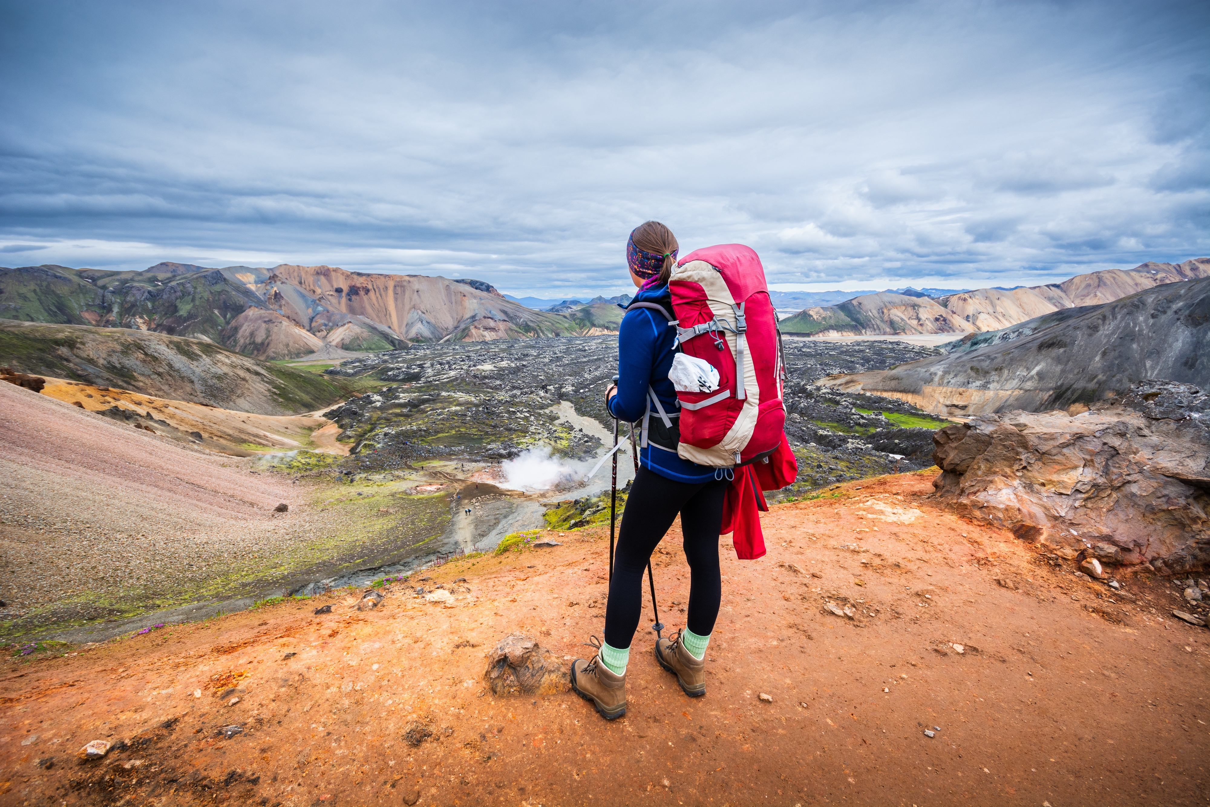 Laugavegur Trail’s colorful mountains in Landmannalaugar, Iceland.
